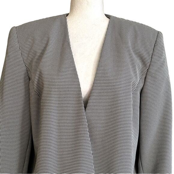 Liz Baker Blazer Essentials Black White Checkered One Button Front Size 14 Tall - Picture 3 of 14